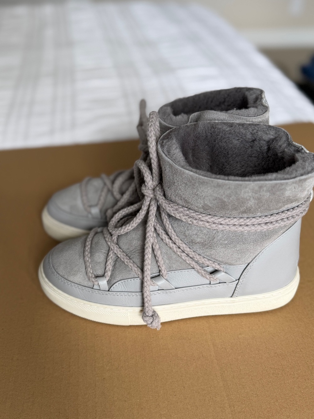 INUIKII Gray Suede Fur Lined Winter Women’s Snow Boots EU 39 - Picture 3 of 9